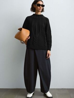 CORDERA The Cotton Cable Sweater in Black Superb Knit Work From FW2023 One Size